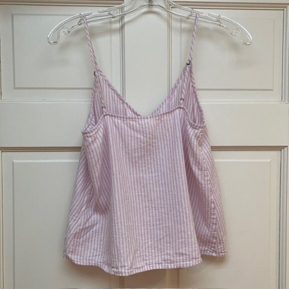 BP By Nordstrom button front pink/white linen blend Striped Cami top S - Picture 3 of 7